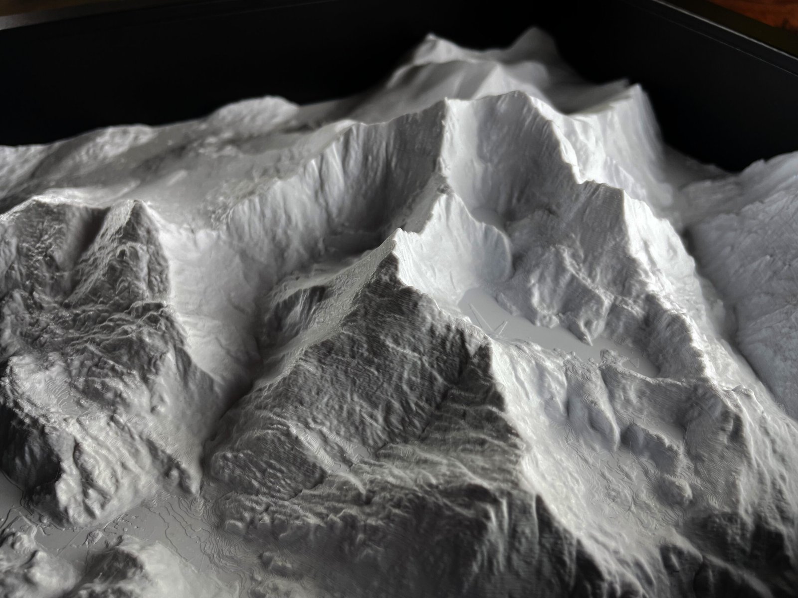 Detailed custom 3D terrain model showing mountain ridges and valleys