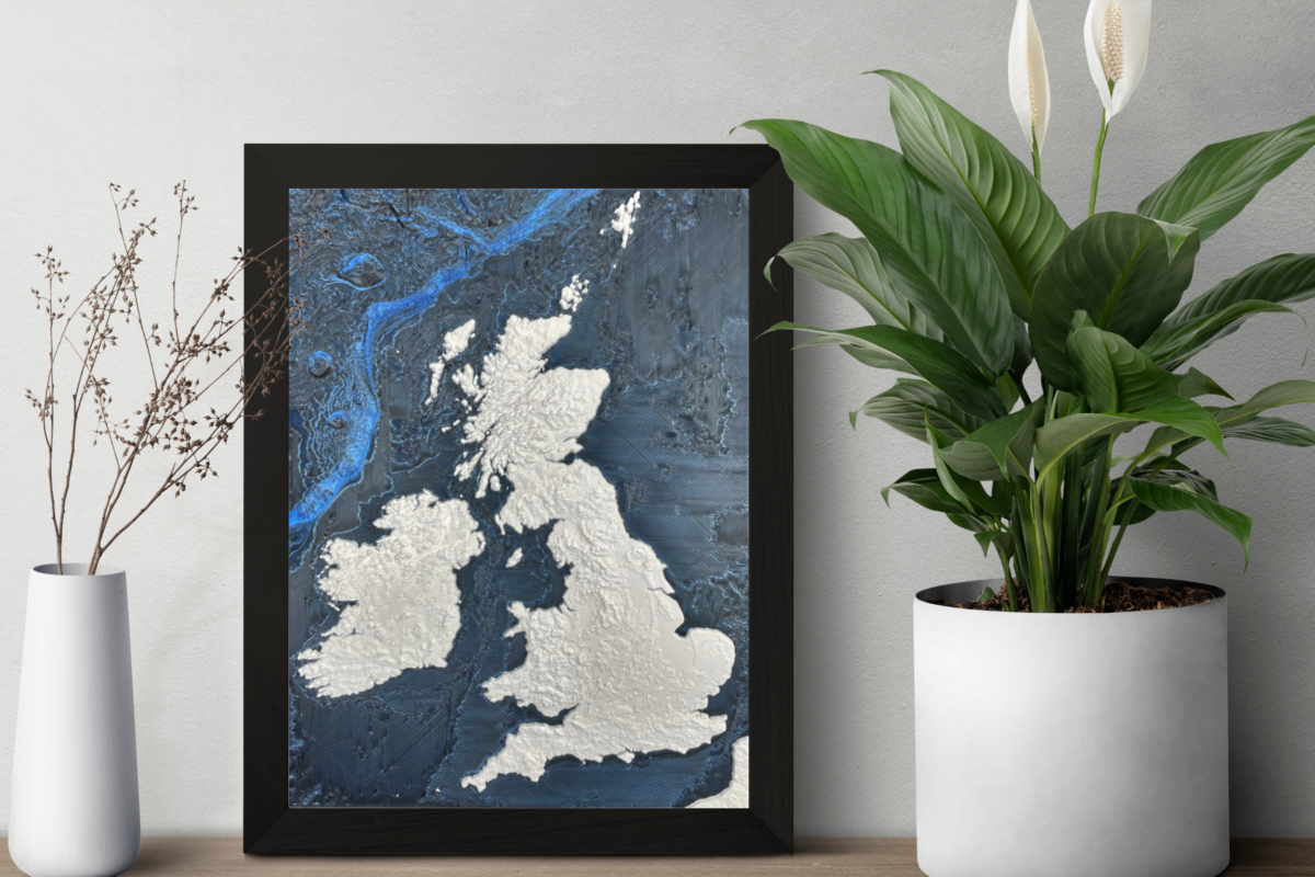 3d printed model topographic map of United Kingdom