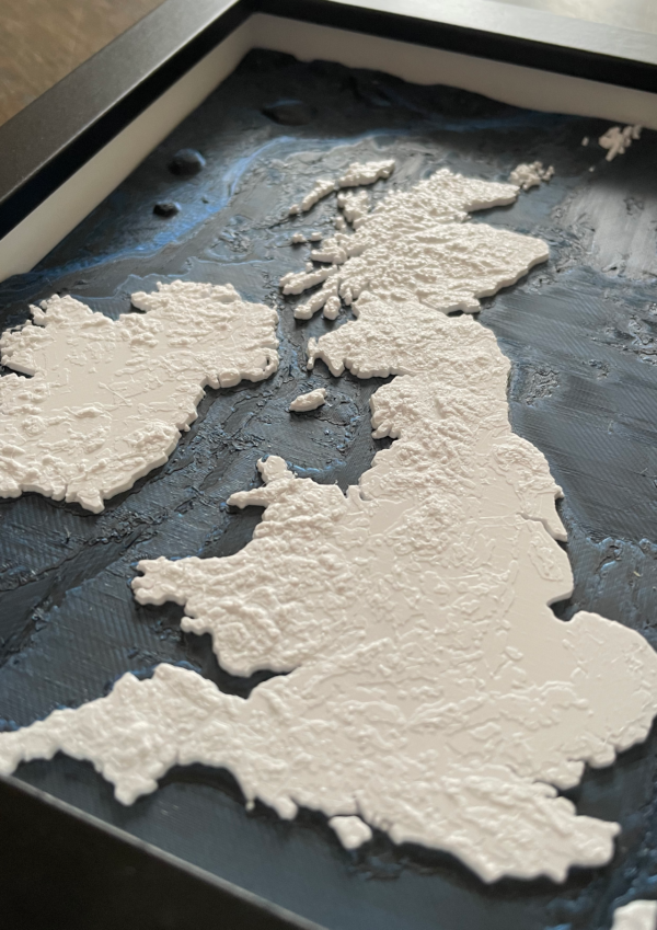 3d printed model topographic map of United Kingdom