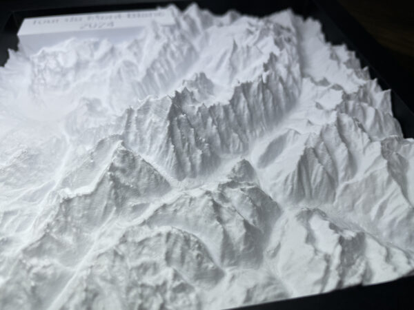 3d printed model topographic map of Mont Blanc