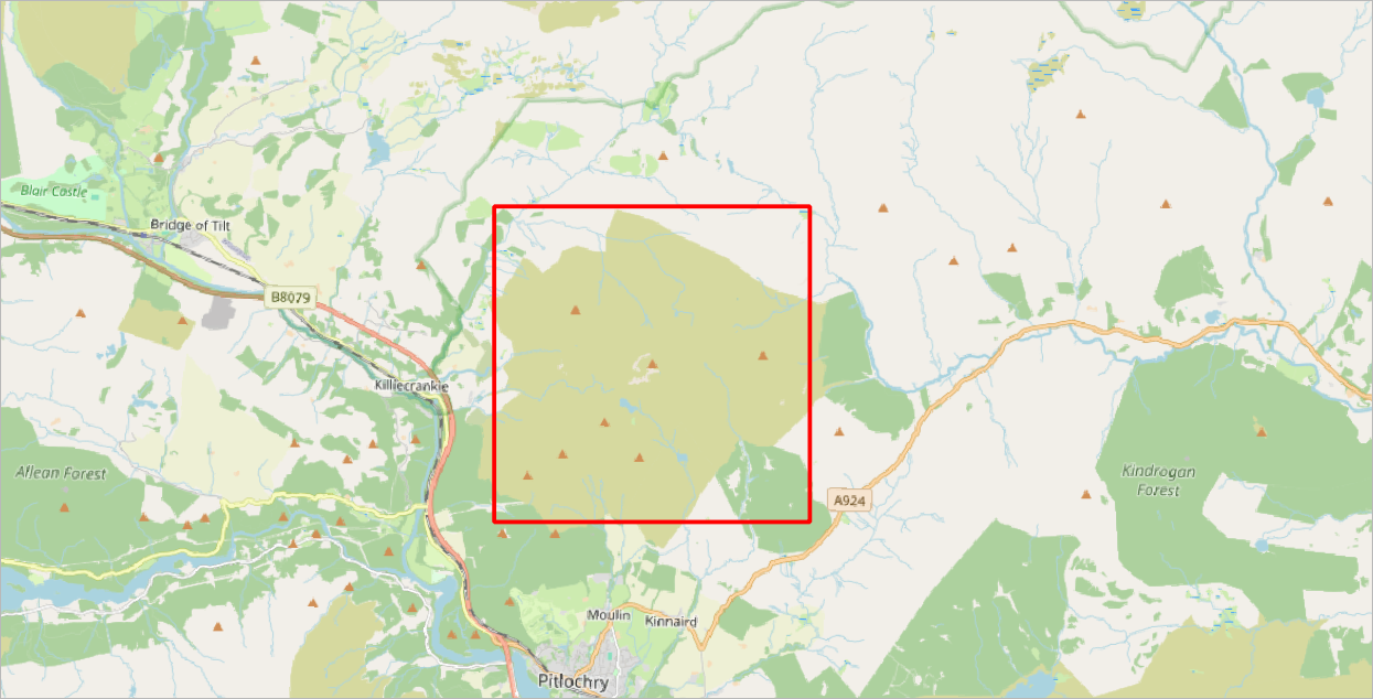 Ben Vrackie model extent