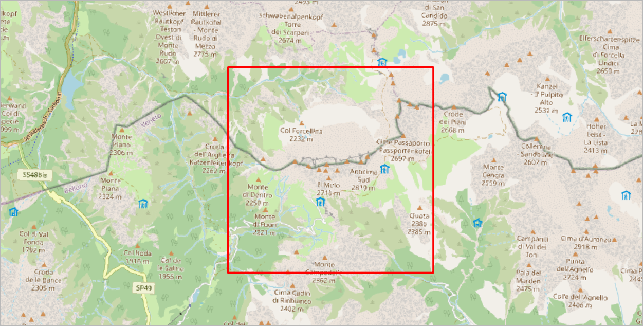 Tre Cime model extent