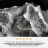 Detailed white mountain model with a five-star customer testimonial